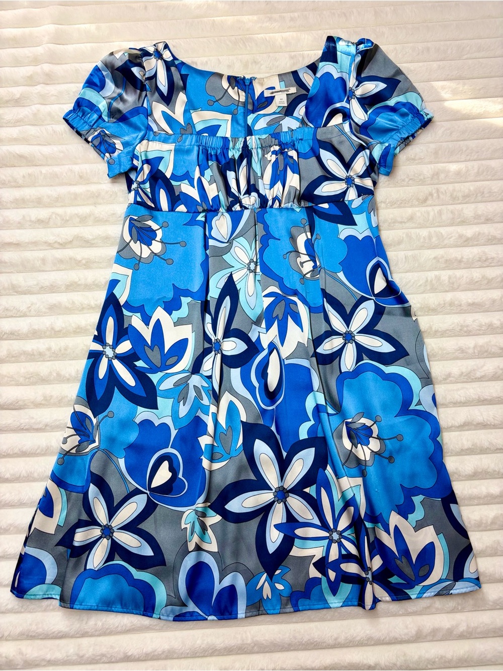 dressbarn Blue Floral Empire-Waist Casual Dress